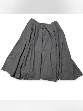 Vintage Wide Pleat Midi Skirt - Gray